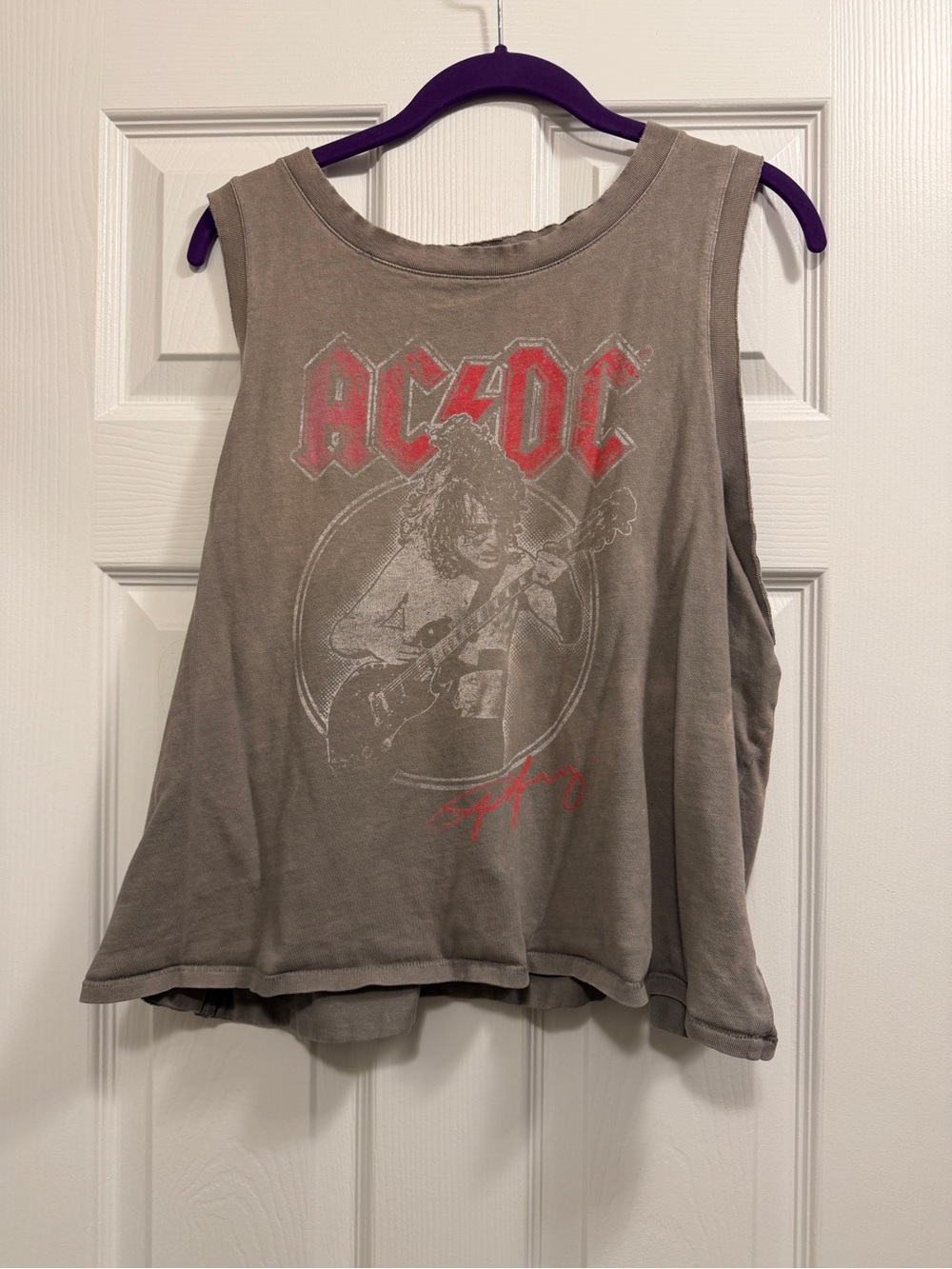 Lucky Brand Women's Muscle Tee in Taupe with Red Logo